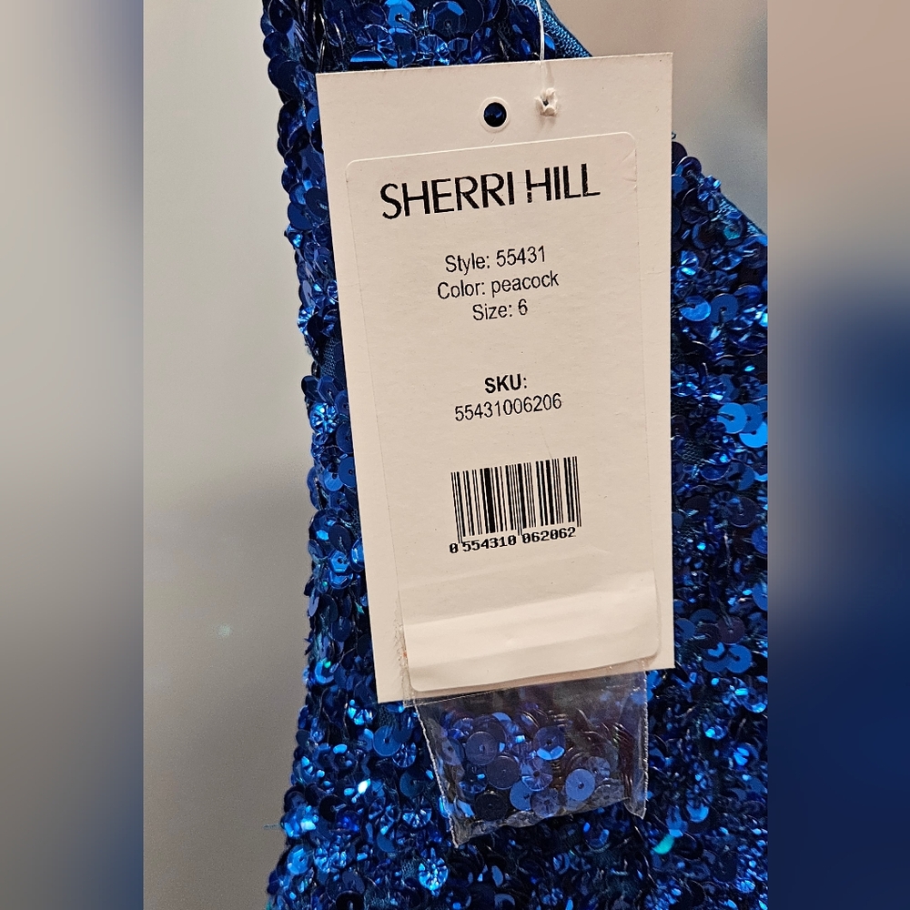 Sherri Hill #55431 Sequin Prom Gown, Size 16 BLACK and Size 6 PEACOCK - Picture 10 of 11